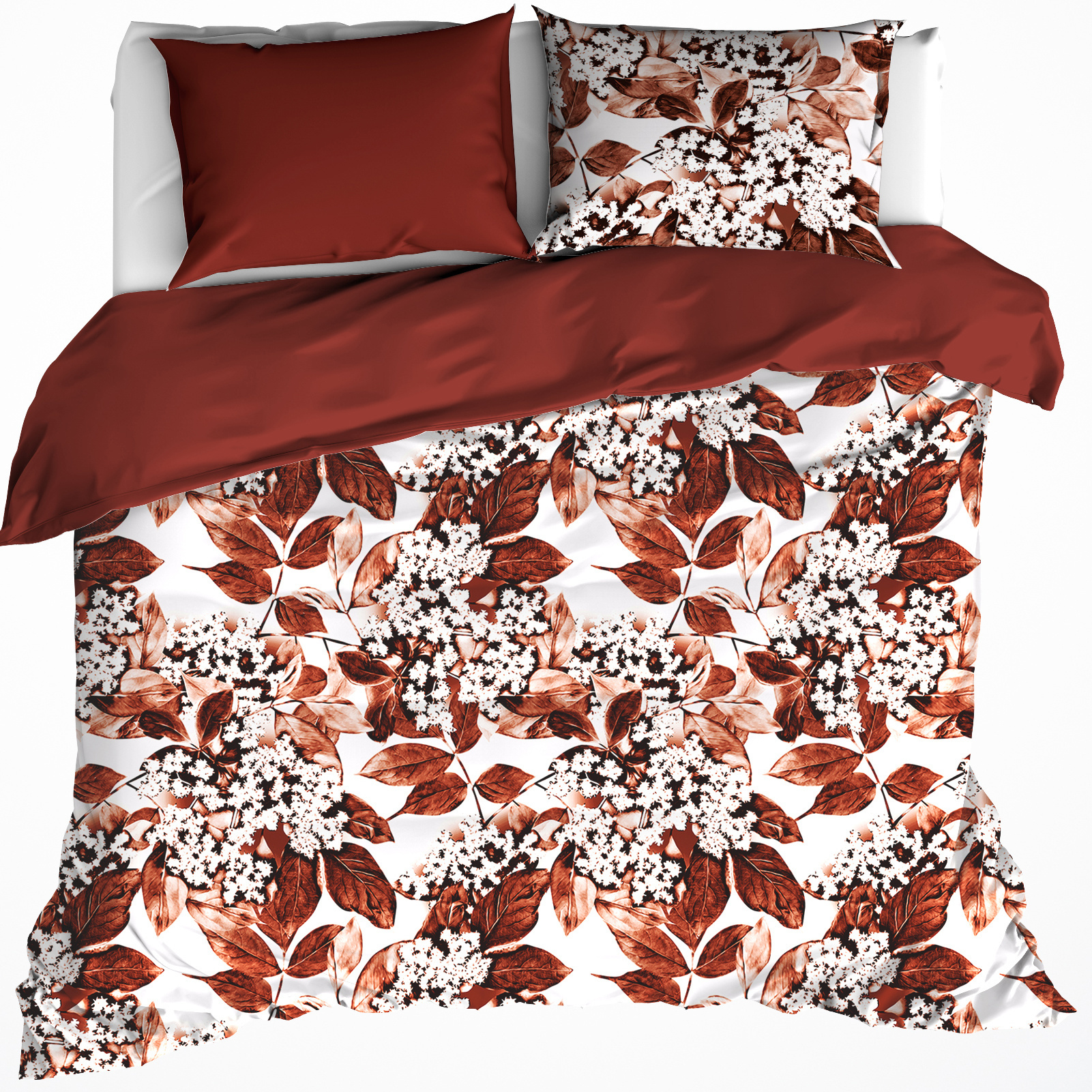 De Witte Lietaer Duvet cover Cotton Flannel Mimulus - Double - 200 x 200/220 cm - Red