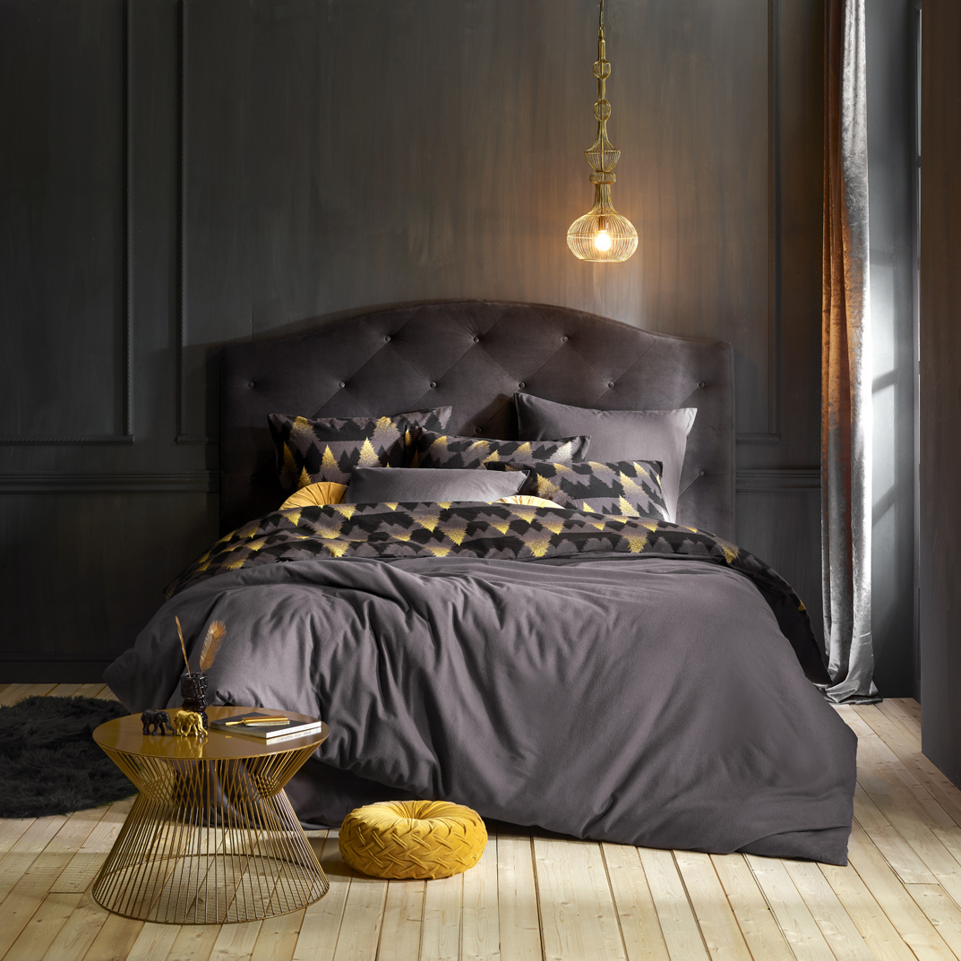 De Witte Lietaer Duvet cover Cotton Flannel Eve - Hotel size - 260 x 240 cm - Black