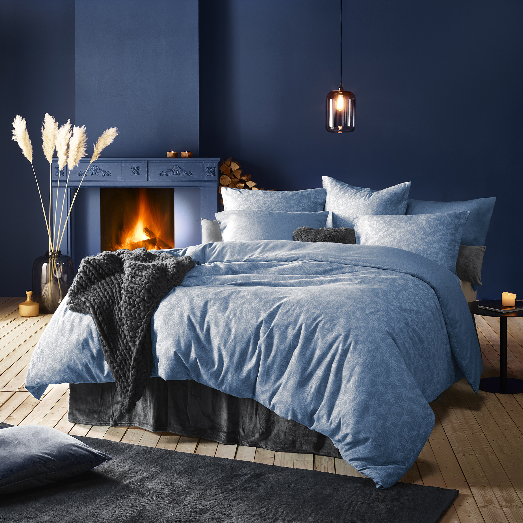 De Witte Lietaer Duvet cover Cotton Flannel Alvaro - Single - 140 x 200/220 cm - Blue