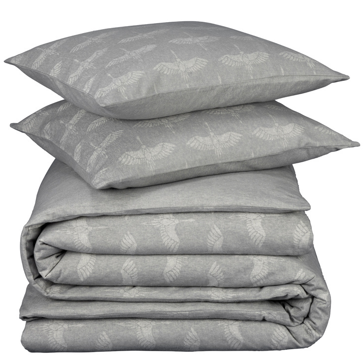 De Witte Lietaer Duvet cover Cotton Flannel Crane - Lits Jumeaux - 240 x 220 cm - Gray