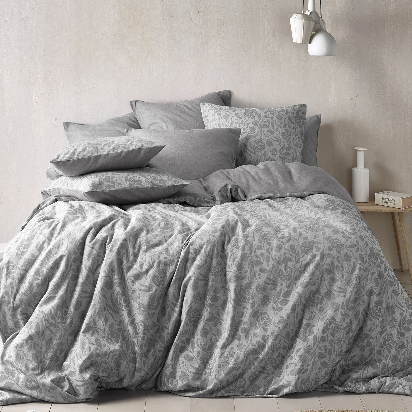 De Witte Lietaer Duvet cover Lea Natural Gray - Single - 140 x 200/220 cm - Flannel