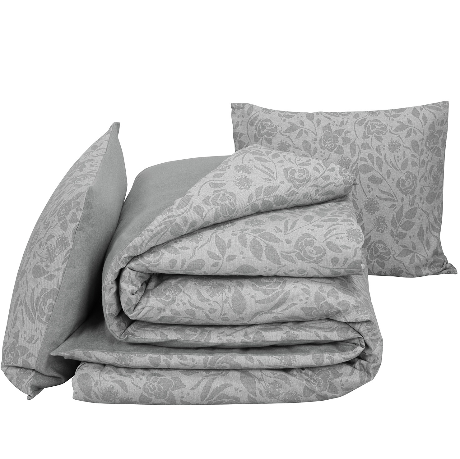 De Witte Lietaer Dekbedovertrek Lea Grey - Lits Jumeaux -  240 x 220 cm - Flanel