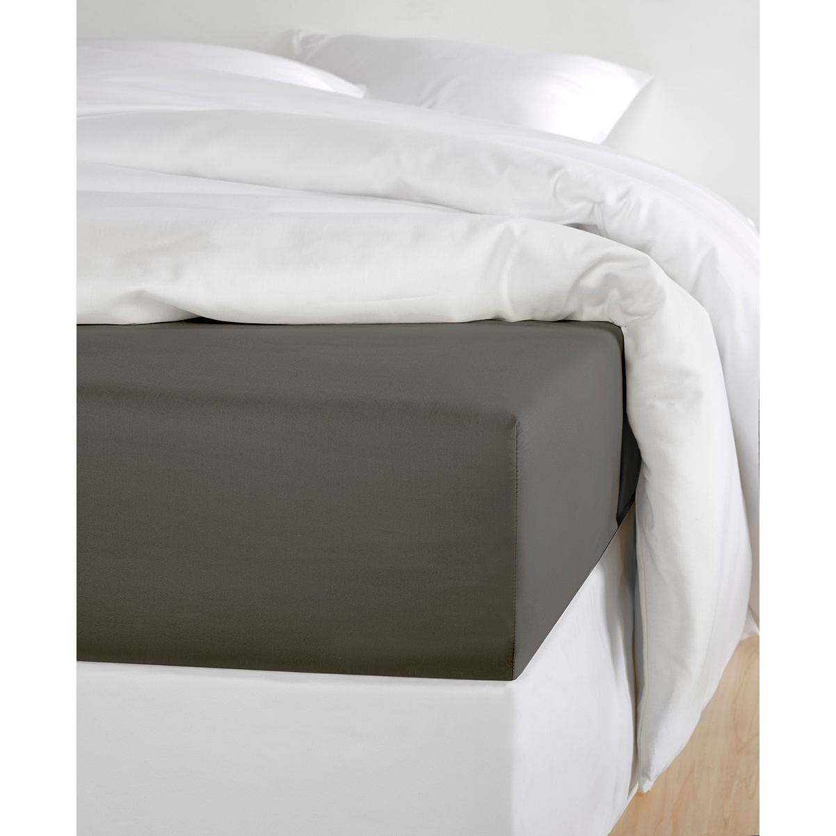 De Witte Lietaer Fitted sheet Cotton Satin Olivia - 90 x 200 cm - Gray