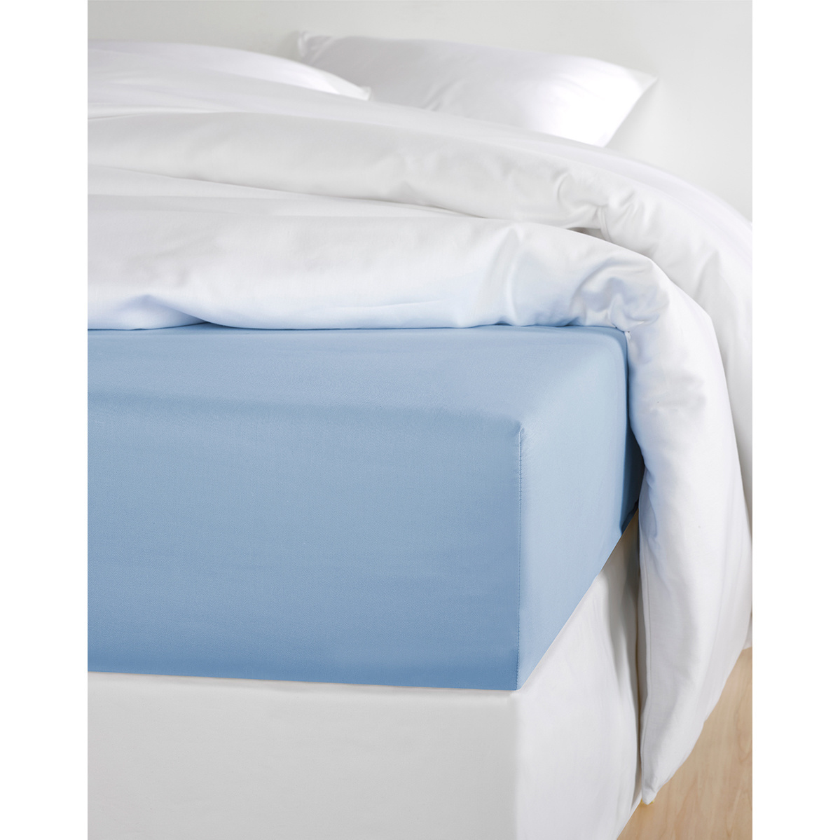 De Witte Lietaer Fitted sheet Cotton Satin Olivia - 90 x 200 cm - Blue