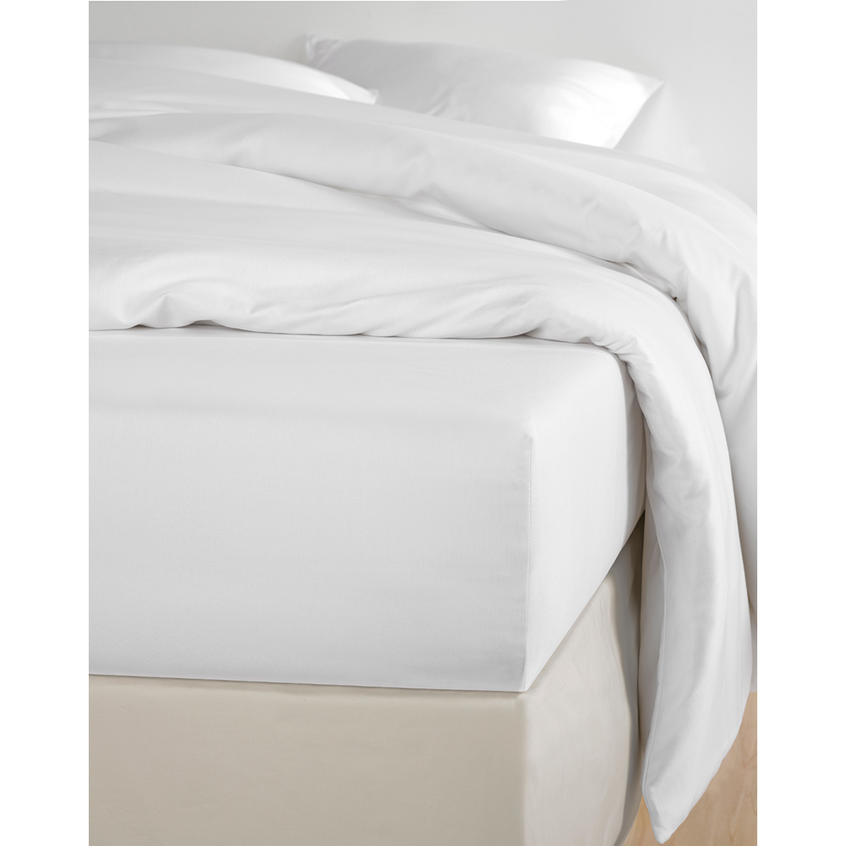 De Witte Lietaer Fitted sheet Cotton Satin Olivia - 90 x 200 cm - White