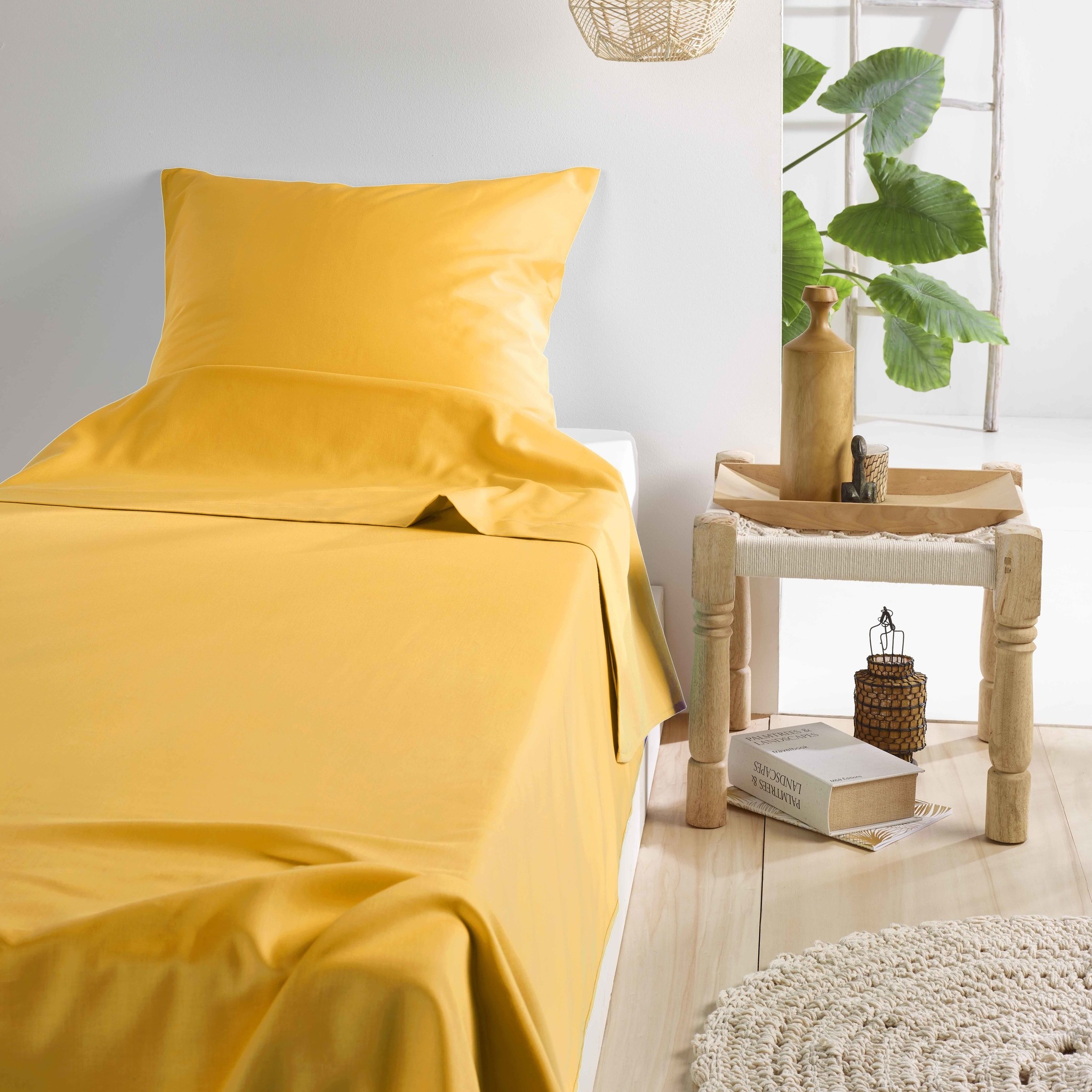 De Witte Lietaer Bed sheet set Olivia - Single - 180 x 280 cm - Yellow - Satin cotton