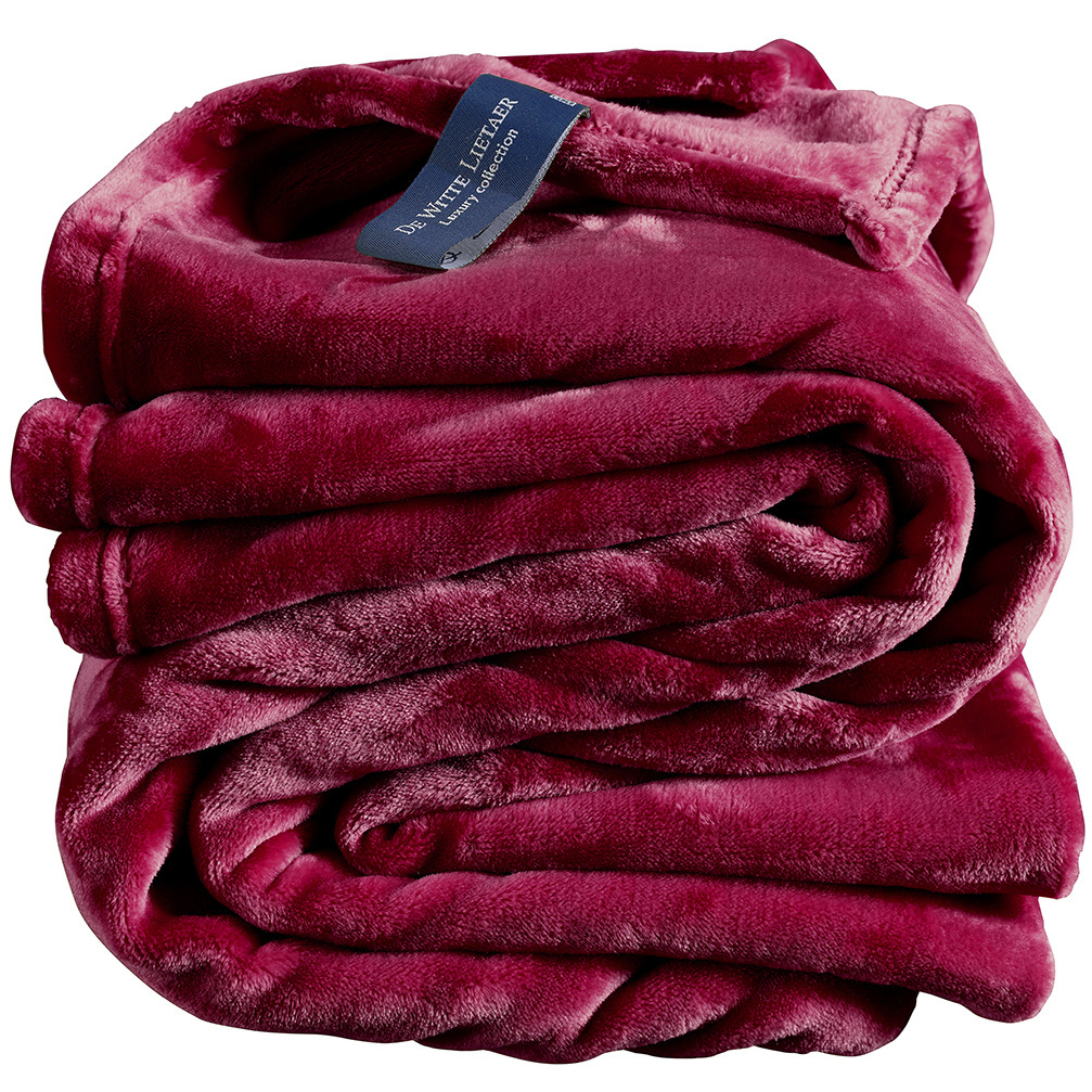 De Witte Lietaer Fleece plaid Cosy - 150 x 200 cm - Beet red