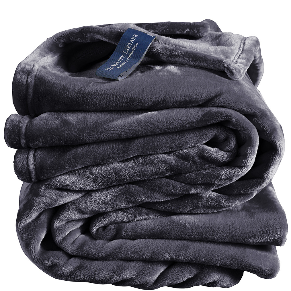 De Witte Lietaer  Fleece plaid Cosy - 150 x 200 cm - Blue graphite