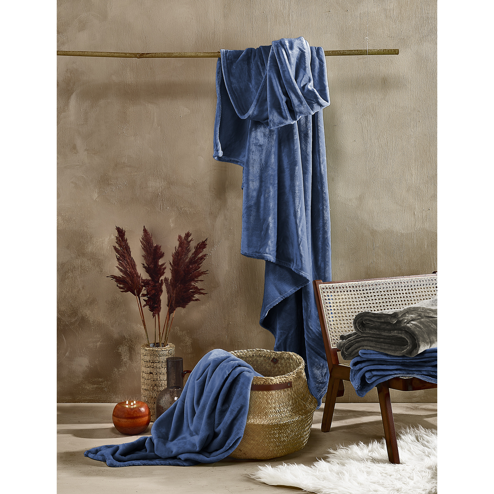De Witte Lietaer Fleece plaid Cozy - 150 x 200 cm - Blue indigo