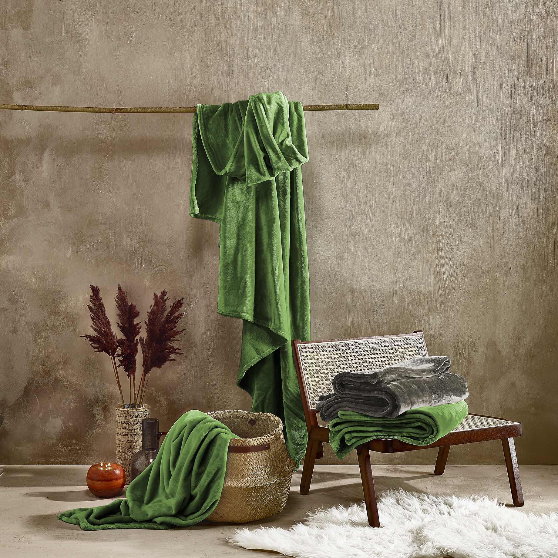 De Witte Lietaer Fleece blanket Cozy - 150 x 200 cm - Cactus