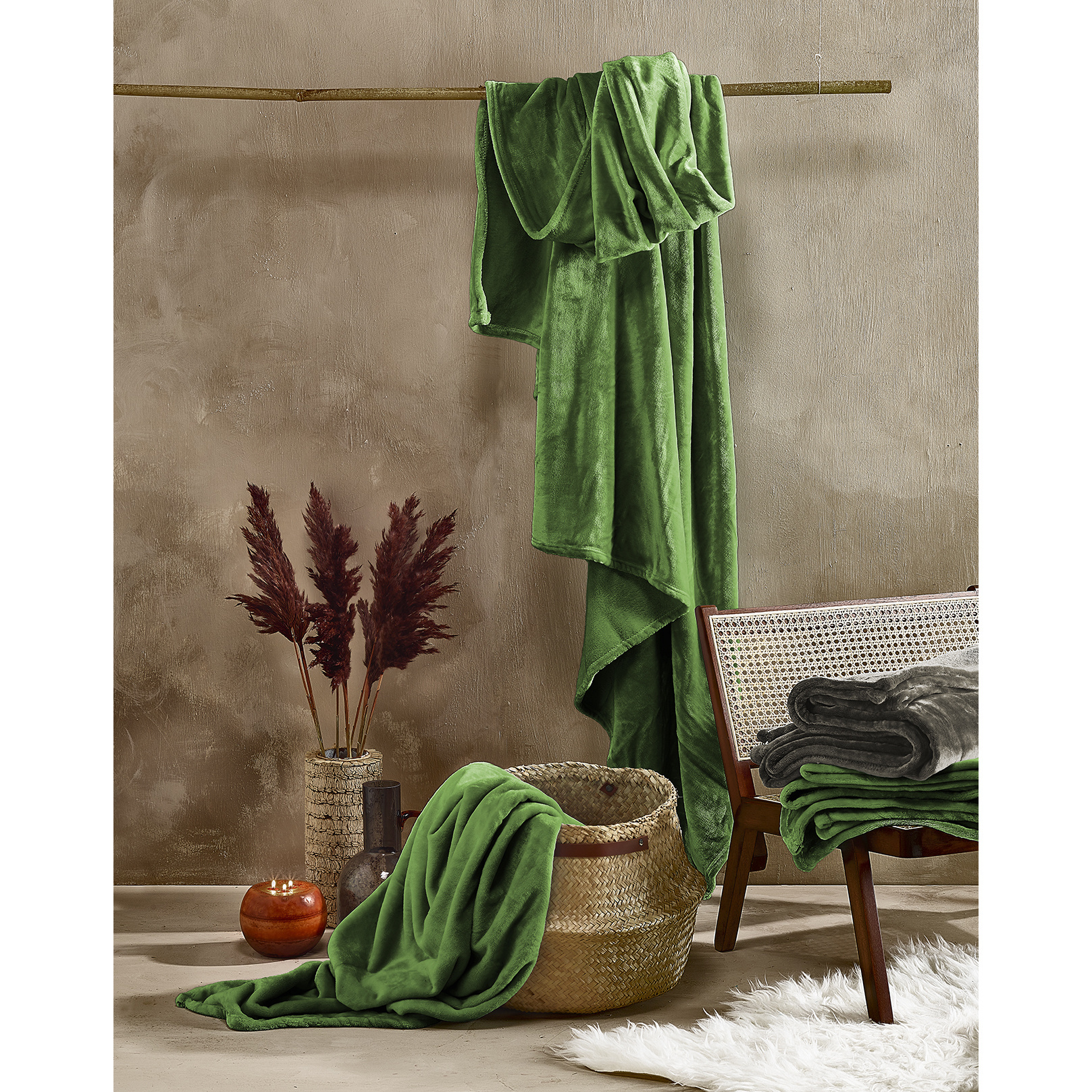 De Witte Lietaer Fleece blanket Cozy - 150 x 200 cm - Cactus