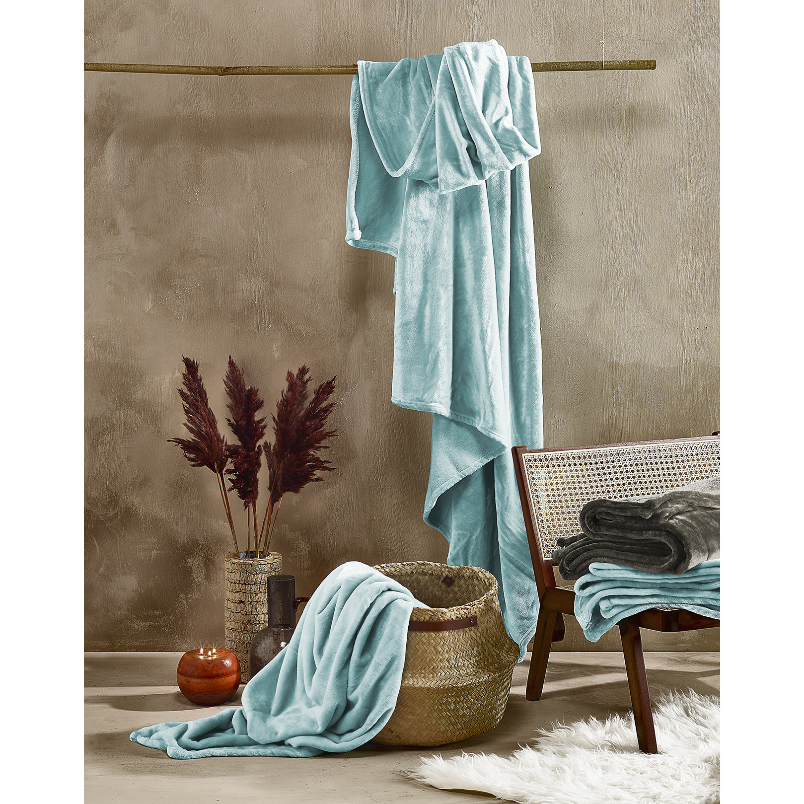 De Witte Lietaer Fleece blanket Cozy - 150 x 200 cm - Mineral