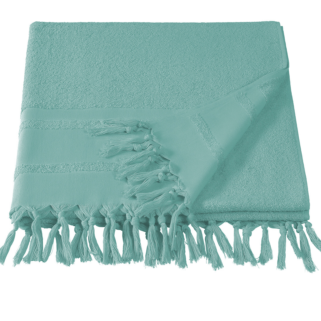 De Witte Lietaer Hammam beach towel with fringes Fjara - 100 x 180 cm - Green