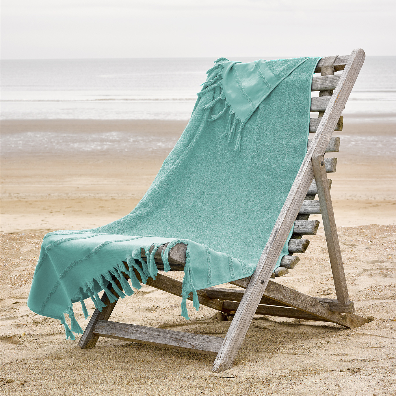 De Witte Lietaer Hammam beach towel with fringes Fjara - 100 x 180 cm - Green