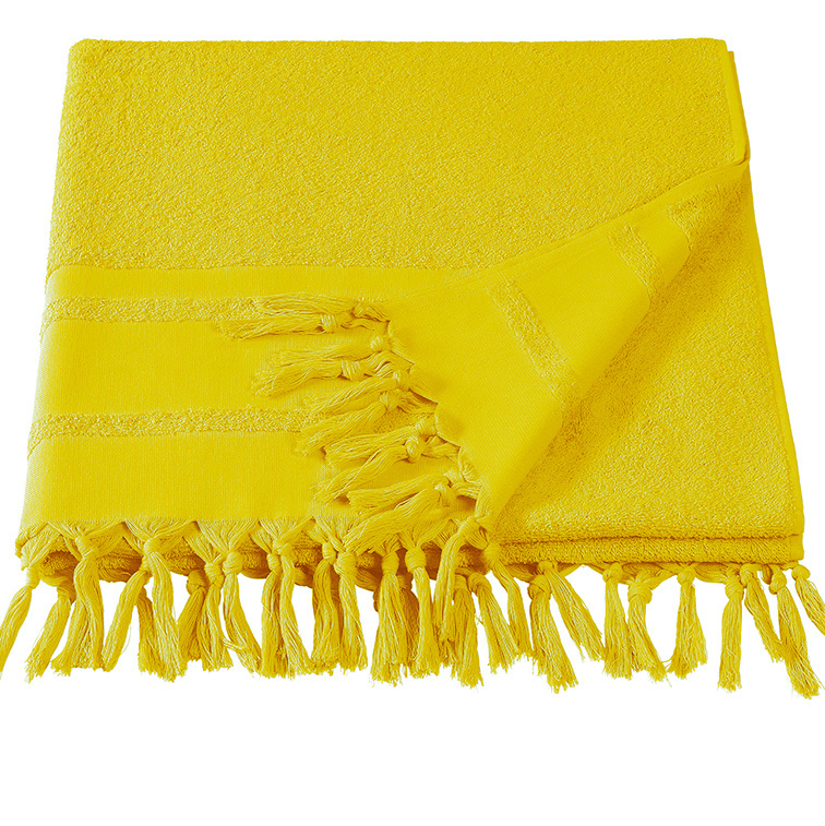 De Witte Lietaer Hammam beach towel with tassels Fjara - 100 x 180 cm - Yellow