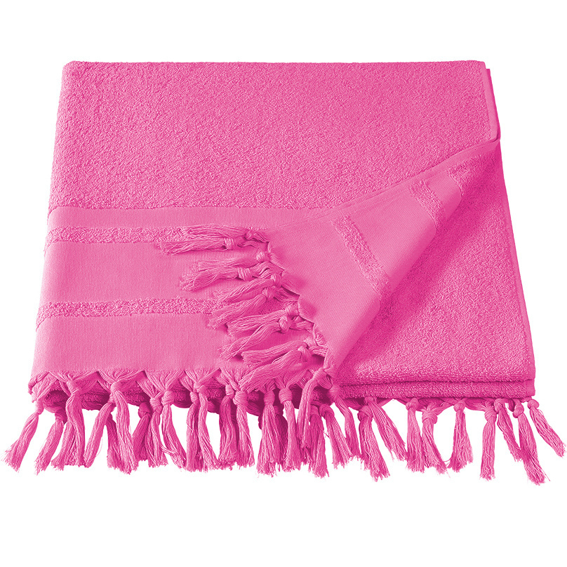 De Witte Lietaer Hamam strandlaken met flosjes Fjara - 100 X 180 cm - Fuchsia