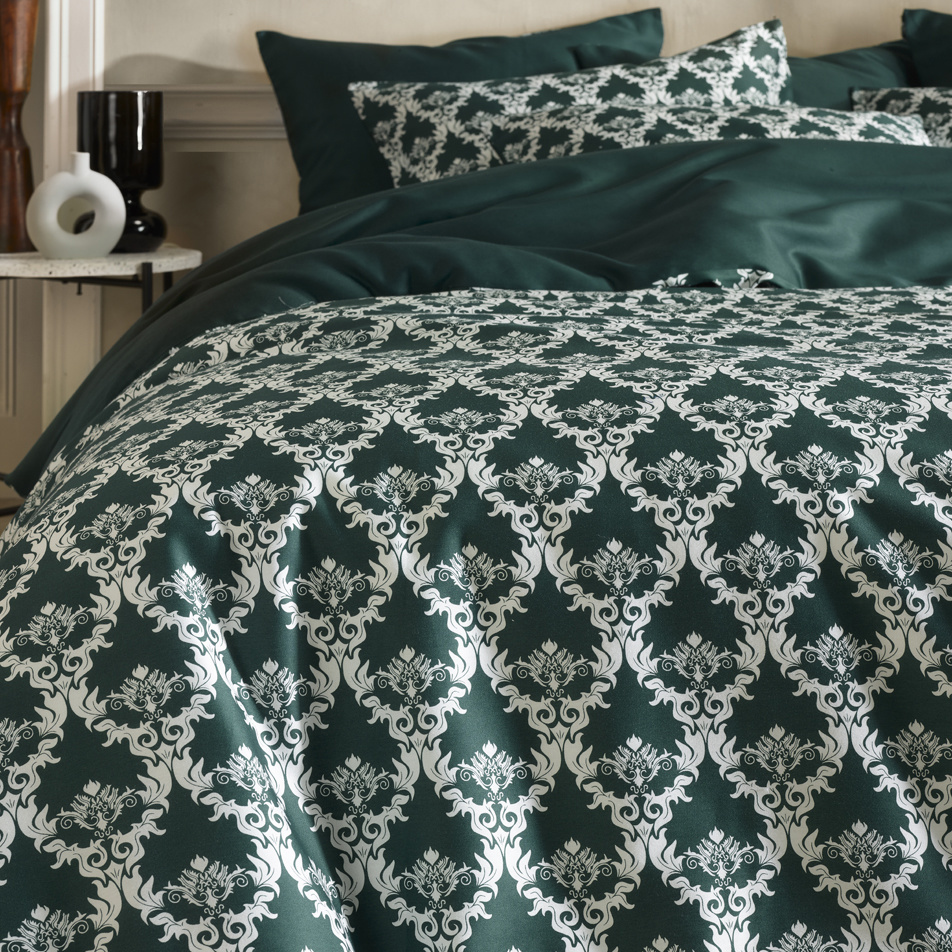 De Witte Lietaer Duvet cover Cotton Satin Rococo - Single - 140 x 200/220 cm - Green