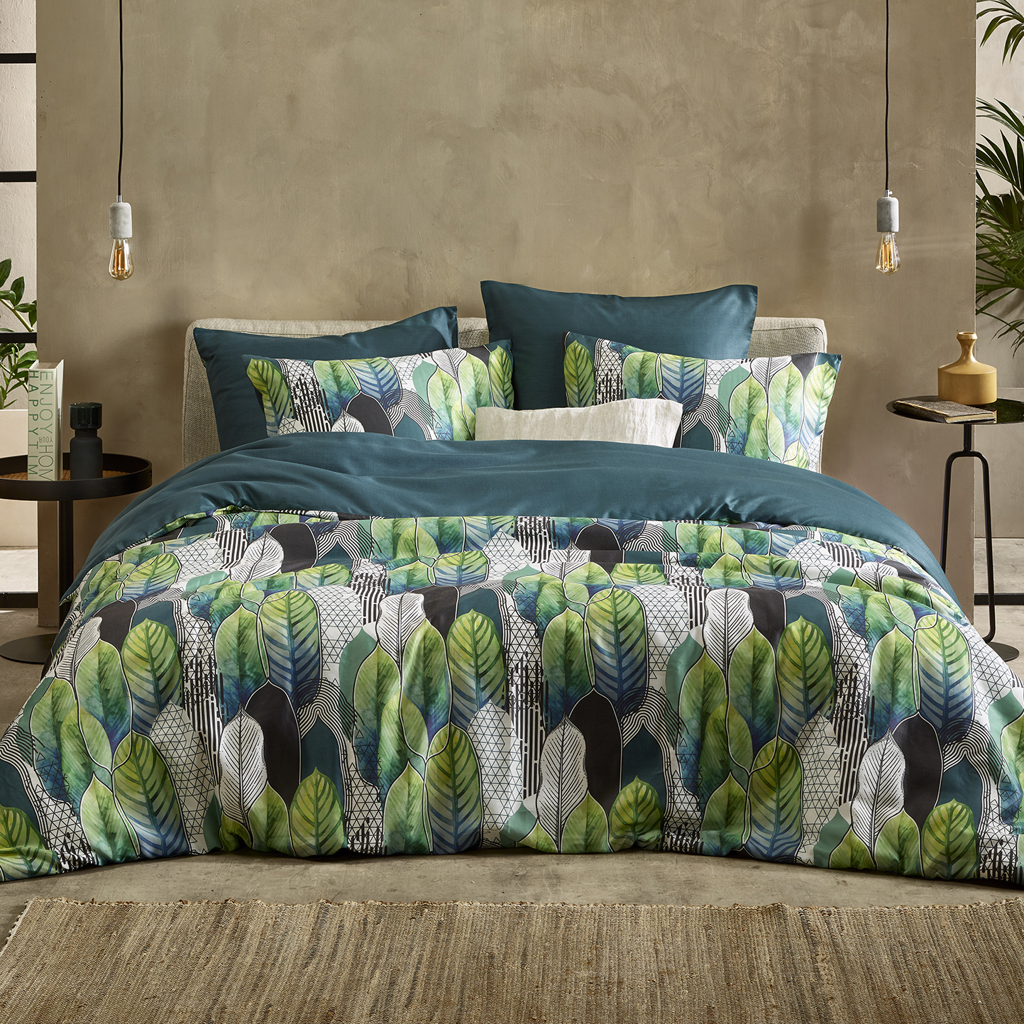 De Witte Lietaer Duvet cover Cotton Satin Rue - Lits Jumeaux - 240 x 220 cm - Green