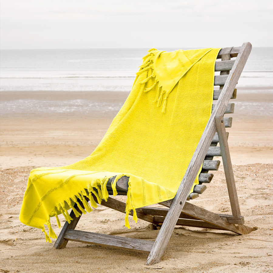De Witte Lietaer De Witte Lietaer Hamam beach towel with tassels Fjara yellow 100x180