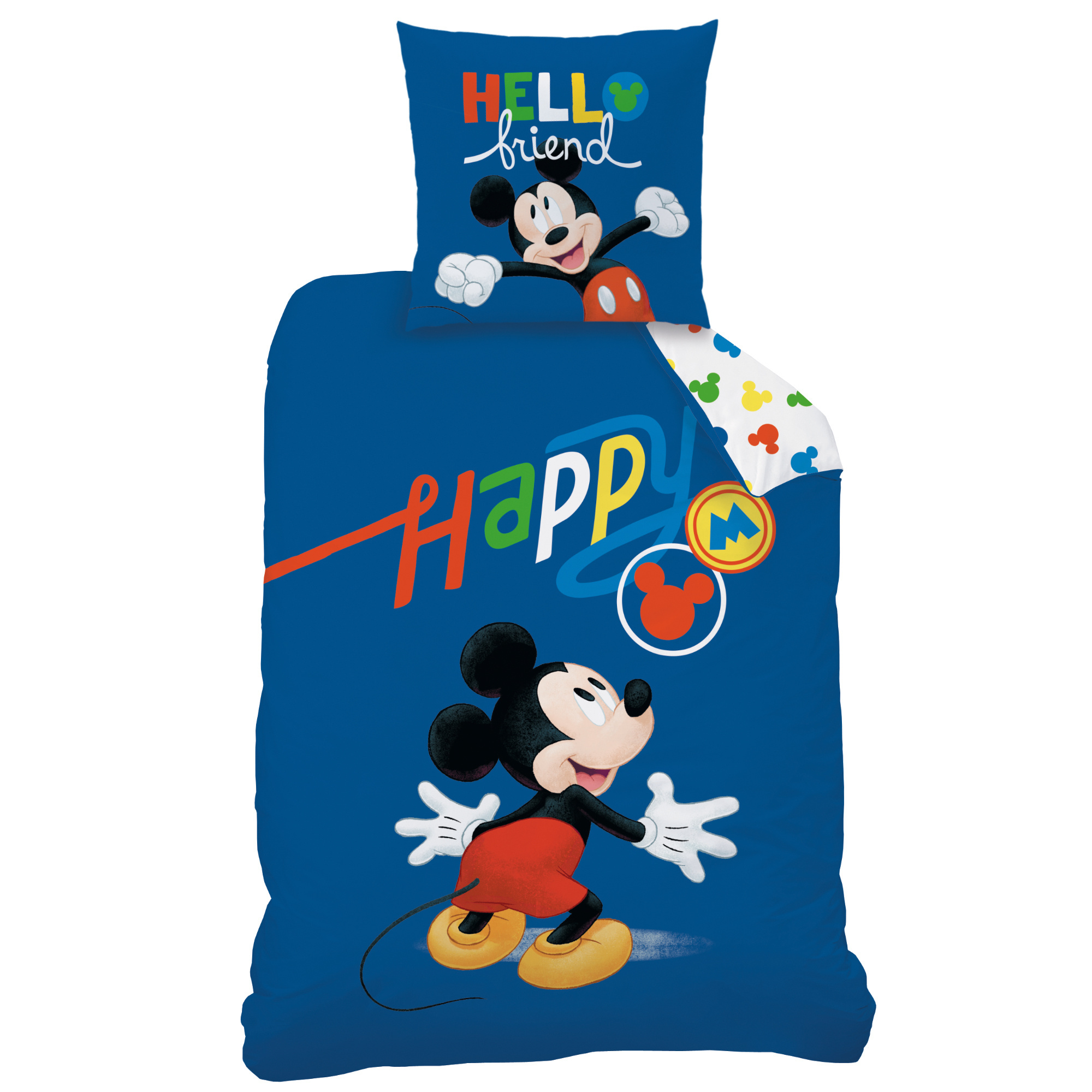 Disney Mickey Mouse Dekbedovertrek Happy - Eenpersoons - 140  x 200 cm - Katoen