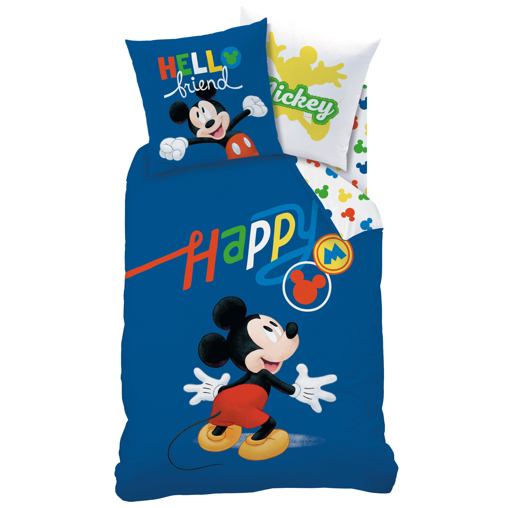 Disney Mickey Mouse Dekbedovertrek Happy - Eenpersoons - 140  x 200 cm - Katoen