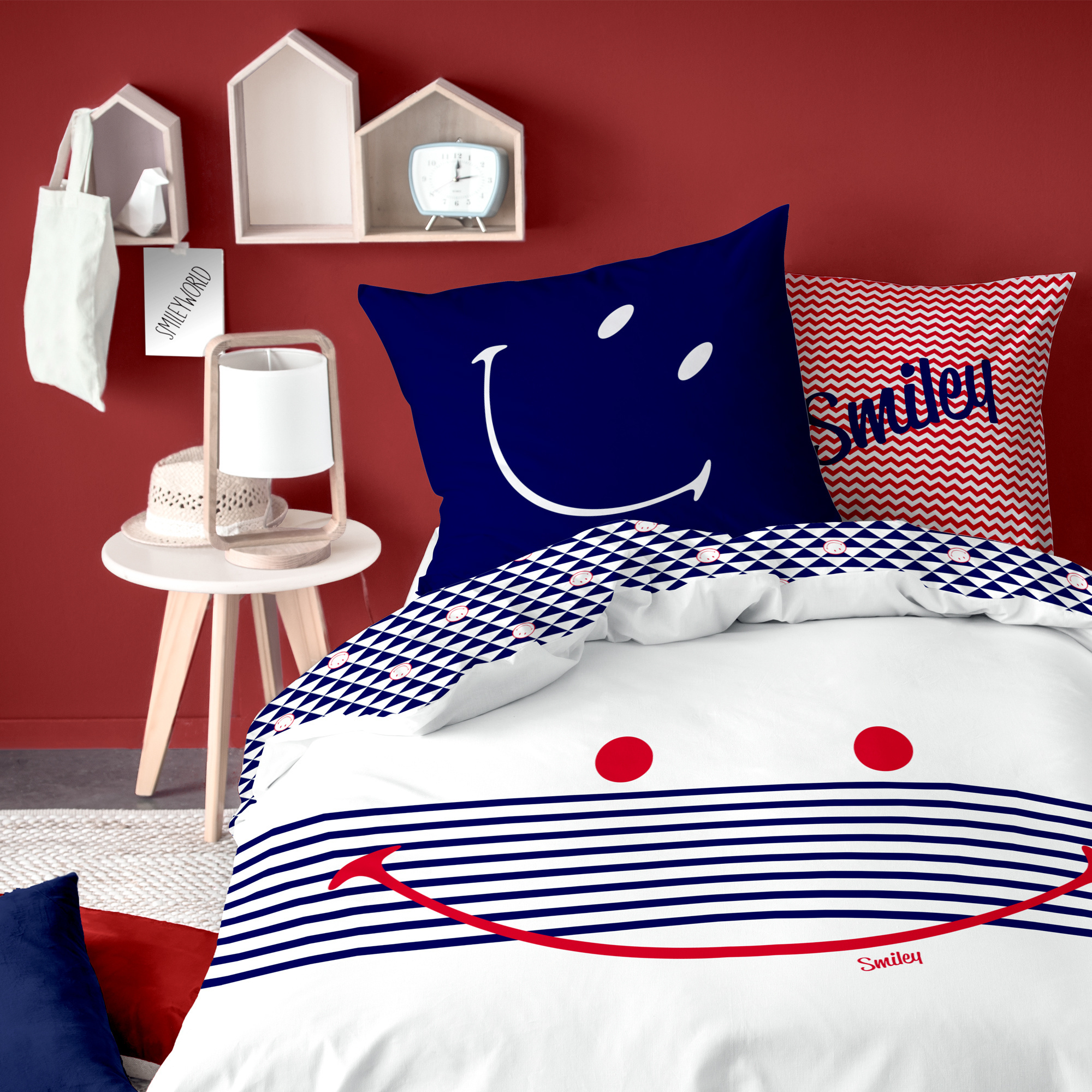 Smiley Duvet cover Marine - Single - 140 x 200 cm - Cotton