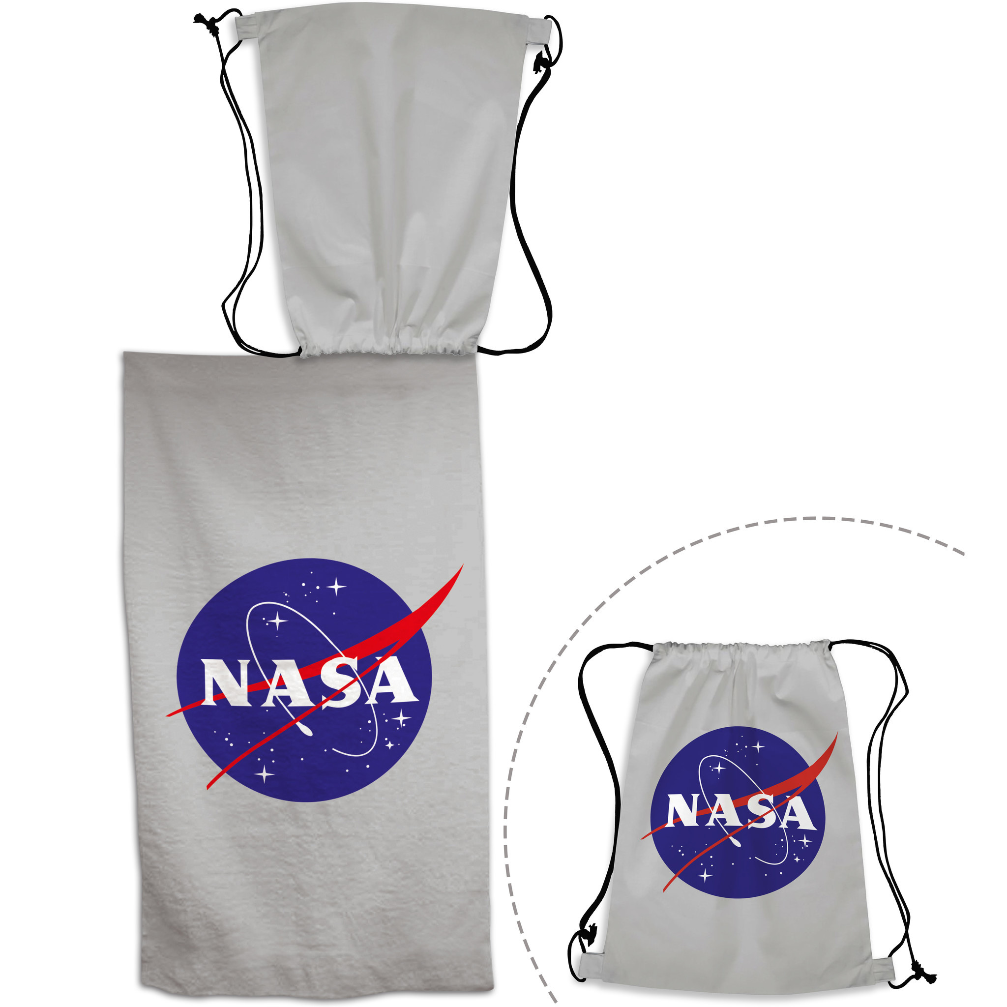 NASA 2-in-1 Beach towel + Gymbag - 70 x 140 cm + 43 x 32 cm - Polyester