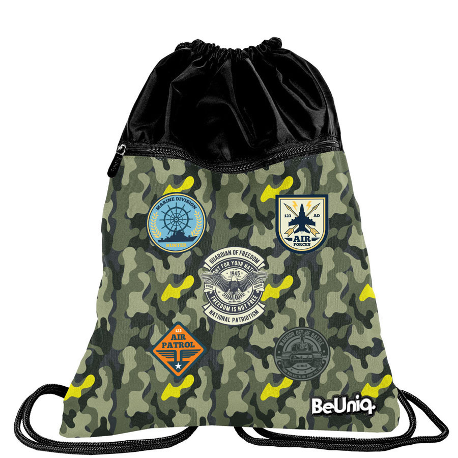 BeUniq Gymbag Military - 47 x 37 cm - Groen