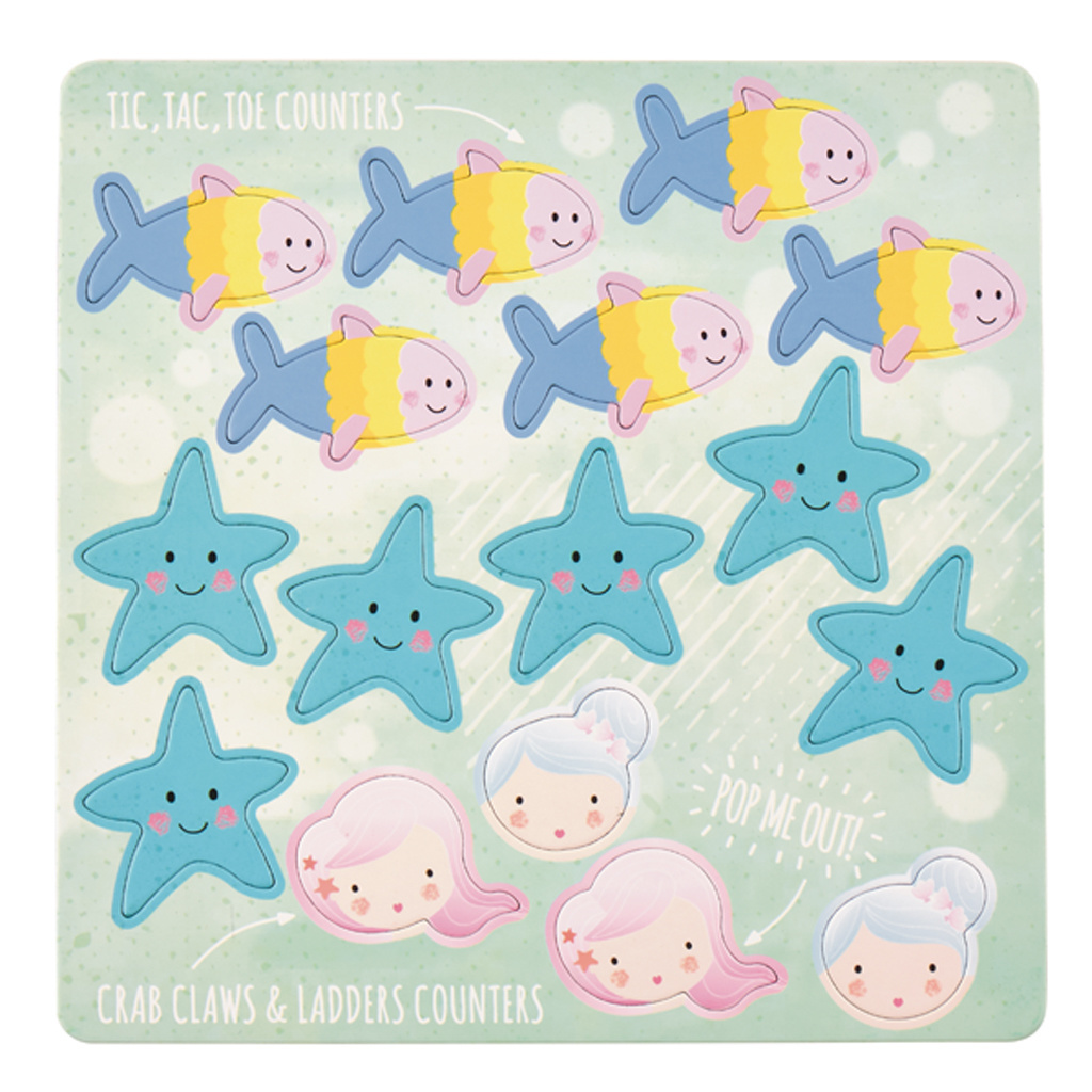 Floss & Rock Spelletjesdoos Zeemeermin 4-in-1 - 19,5 x 19,5 cm