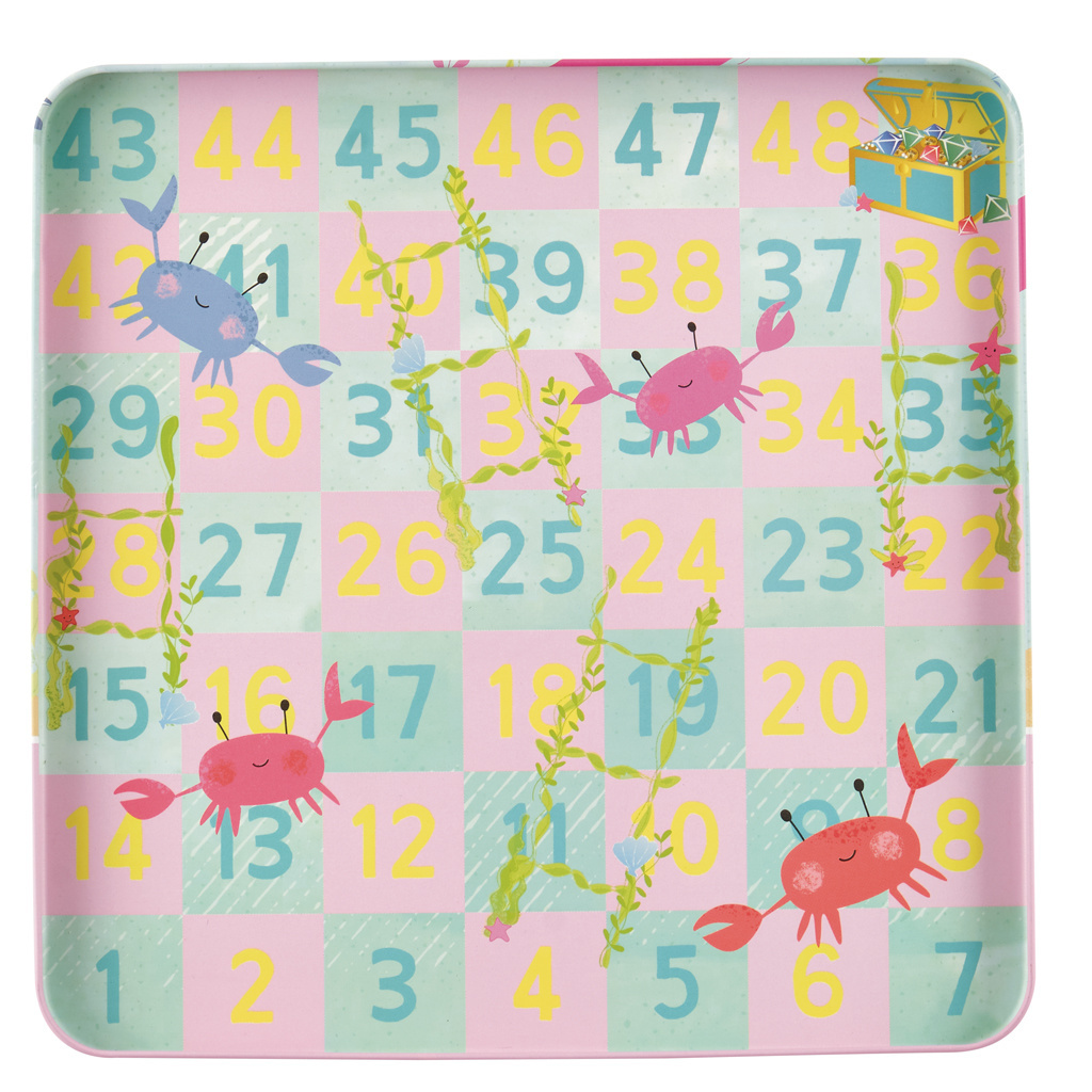 Floss & Rock Spelletjesdoos Zeemeermin 4-in-1 - 19,5 x 19,5 cm