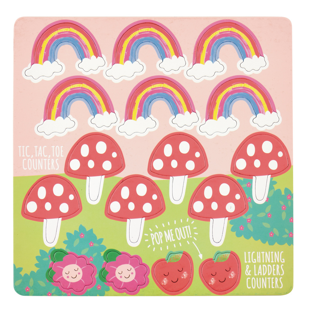 Floss & Rock Spelletjesdoos Regenboog Fee 4-in-1 - 19,5 x 19,5 cm