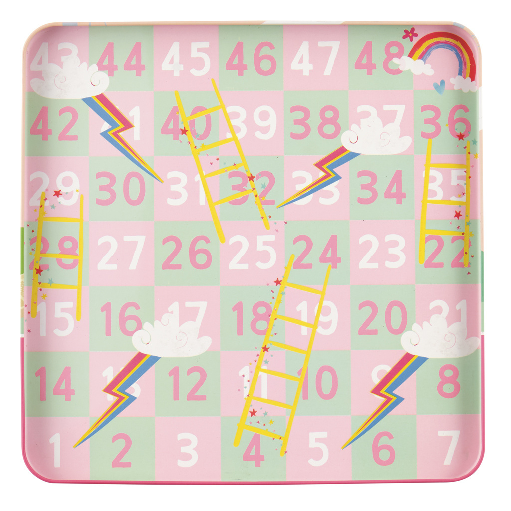 Floss & Rock Spelletjesdoos Regenboog Fee 4-in-1 - 19,5 x 19,5 cm