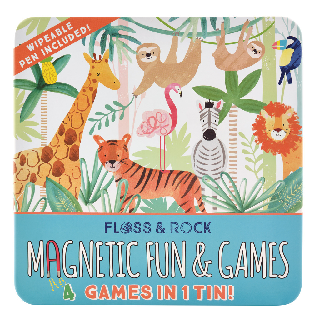 Floss & Rock Spelletjesdoos Jungle 4-in-1 - 19,5 x 19,5 cm