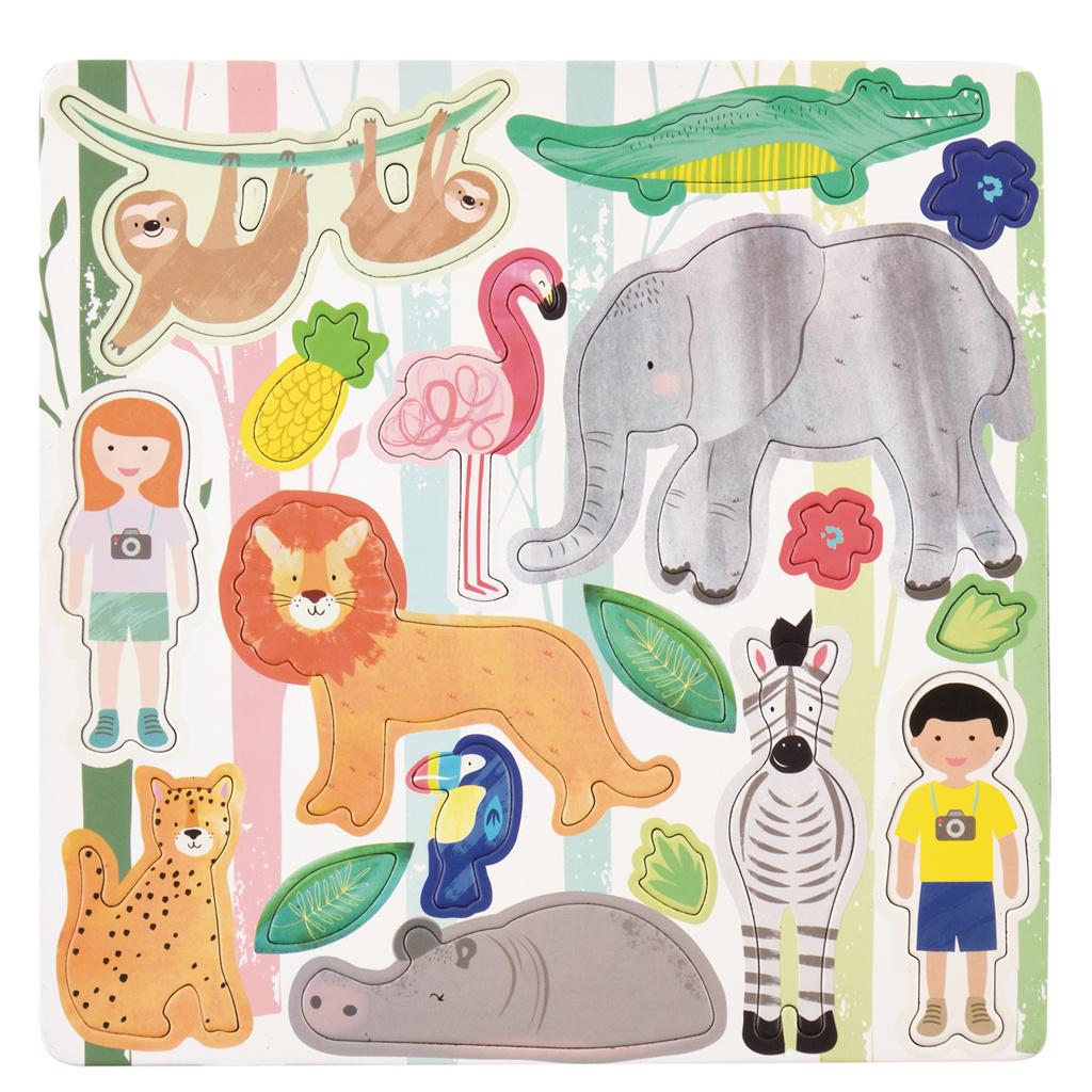 Floss & Rock Spelletjesdoos Jungle 4-in-1 - 19,5 x 19,5 cm