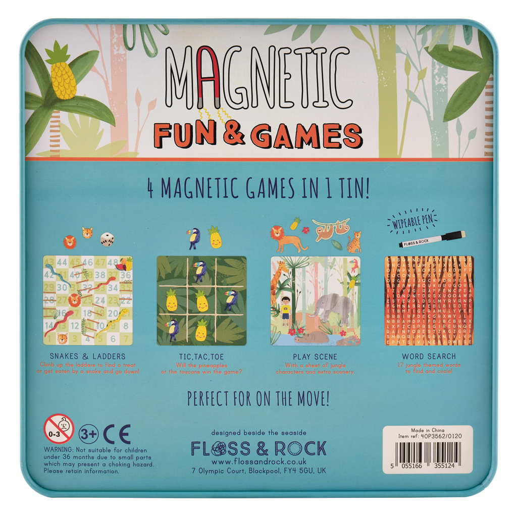 Floss & Rock Spelletjesdoos Jungle 4-in-1 - 19,5 x 19,5 cm