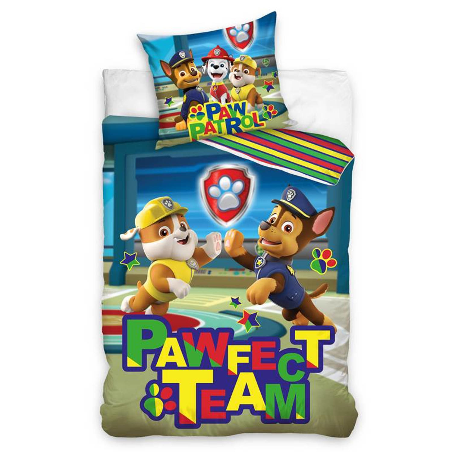 Paw Patrol Dekbedovertrek Pawfect Team - Eenpersoons - 140  x 200 cm - Katoen