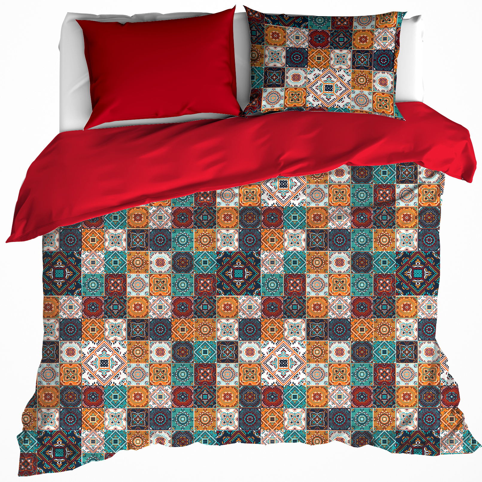 De Witte Lietaer DWL Dekbedovertrek  ankara red dahlia 200x200/220  60x70(2st)