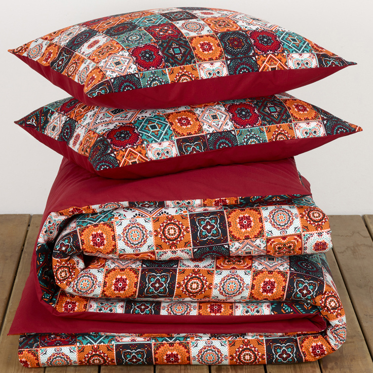 De Witte Lietaer DWL Dekbedovertrek  ankara red dahlia 200x200/220  60x70(2st)