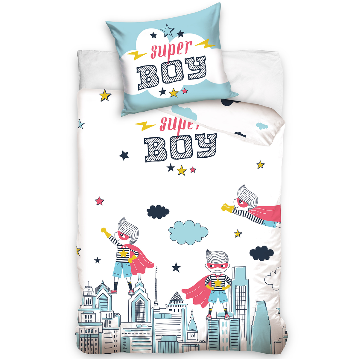 Super Boy Dekbedovertrek Skyline Glow in the Dark - Eenpersoons - 140  x 200 cm - Katoen