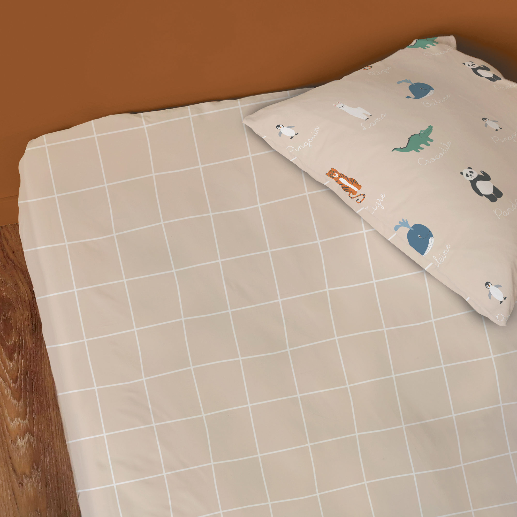 Matt & Rose Fitted sheet Animaux du Monde - Single - 90 x 200 cm - Cotton