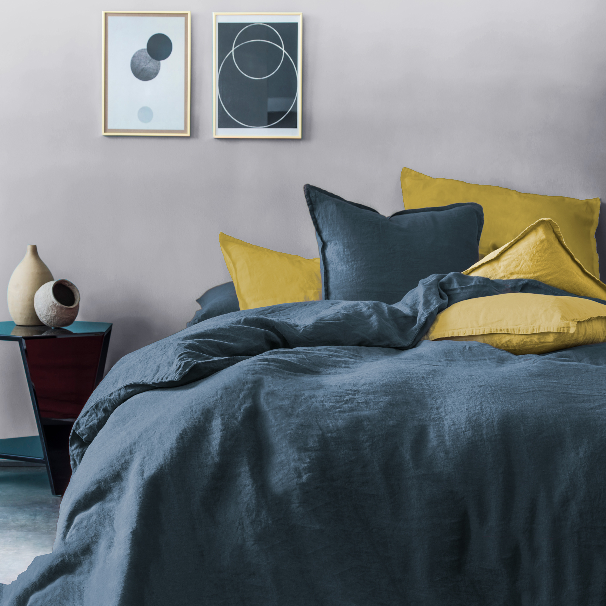 Matt & Rose Set Pillowcases Navy - 50 x 70 cm - 100% Linen