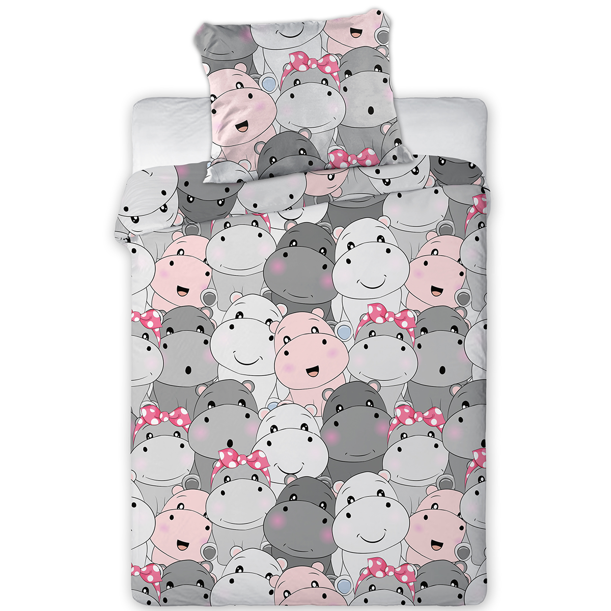 Animal Pictures BABY Duvet cover Hippo Smile - 100 x 135 cm - Cotton