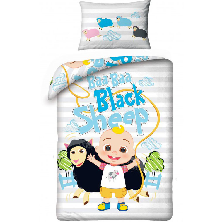 Cocomelon BABY Dekbedovertrek Baa Baa Black Sheep - 100 x 135 cm - Katoen