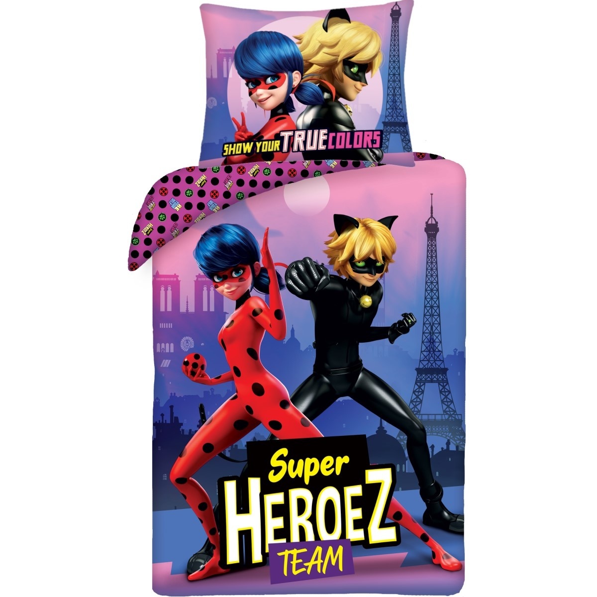 Miraculous Dekbedovertrek Super Heroez Team - Eenpersoons - 140 x 200 cm - Katoen