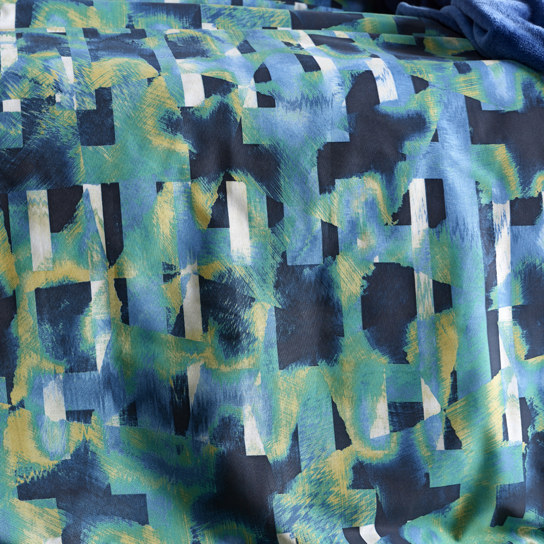 De Witte Lietaer Duvet cover Checkered Sea Green - Double - 200 x 200/220 - Cotton Perkal