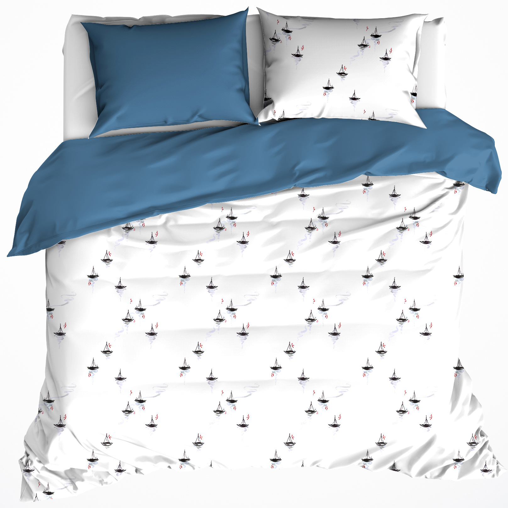 De Witte Lietaer Duvet cover Hiroshi Blue Horizon - Hotel size - 260 x 240 cm - Cotton Percale