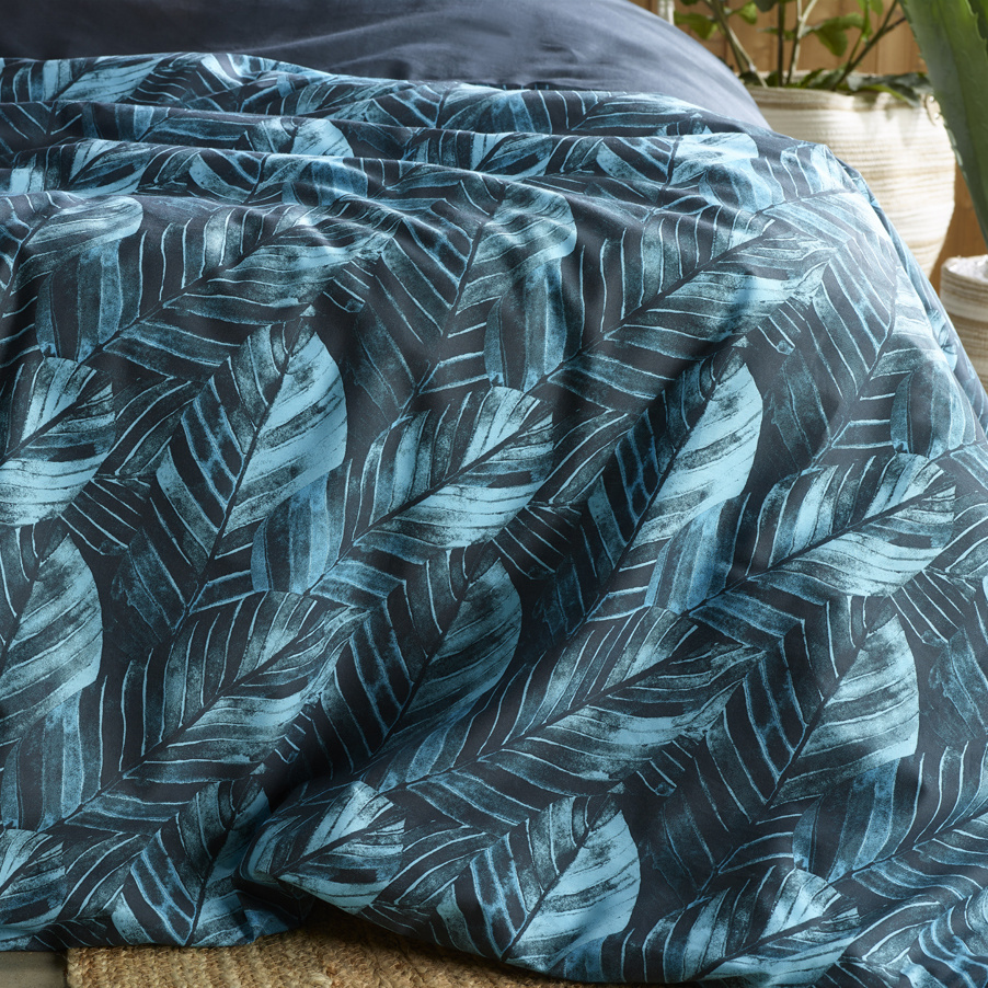 De Witte Lietaer Dekbedovertrek Musa Midnight Blue - Hotelmaat - 260 x 240 cm - Katoen Perkal