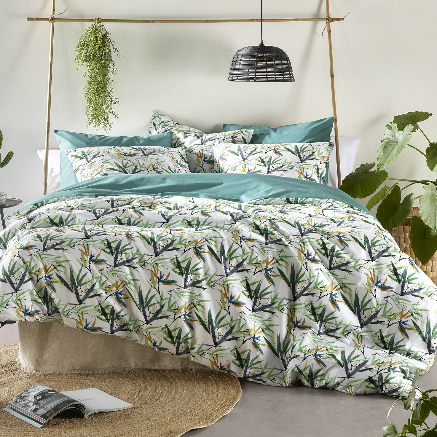 De Witte Lietaer Duvet cover Salix Deep Jungle -Hotel size - 260 x 240 cm - Cotton Perkal