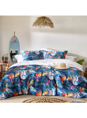 De Witte Lietaer Duvet cover Whales Deep Blue 140 x 200/220 cm Cotton Percale