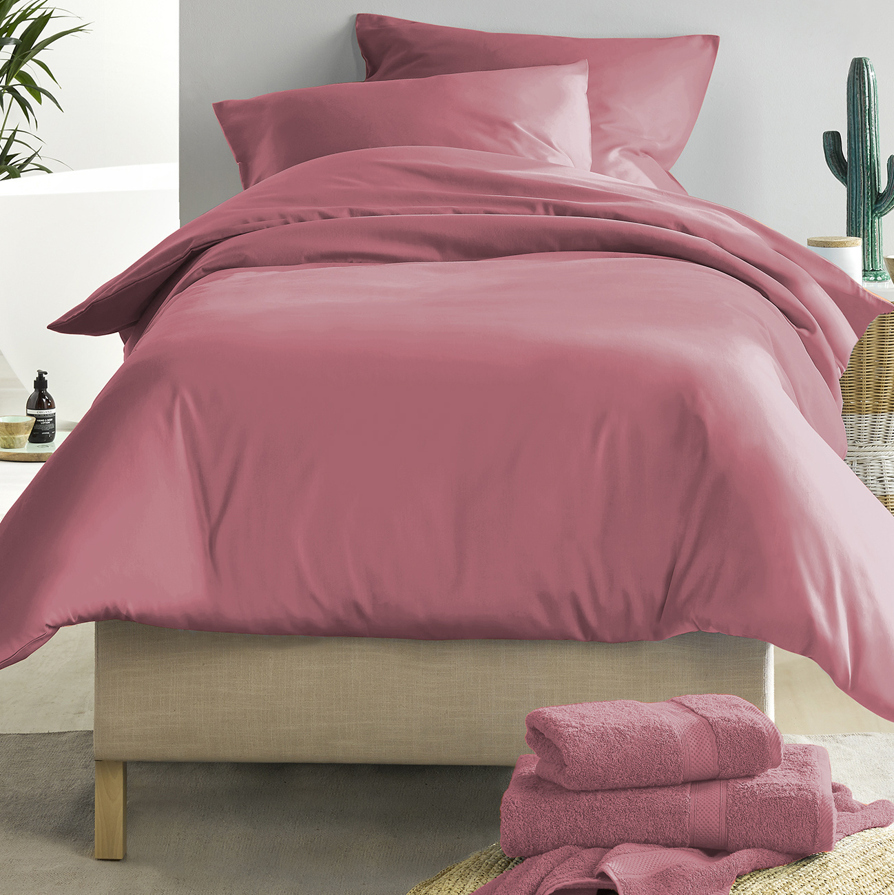 De Witte Lietaer Duvet cover Cotton Satin Olivia - Single - 140 x 200/220 cm - Pink